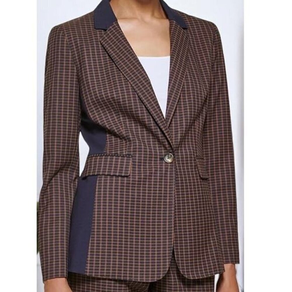 DKNY Long Sleeve One-Button Jacket‎ in Toffee - Size 16